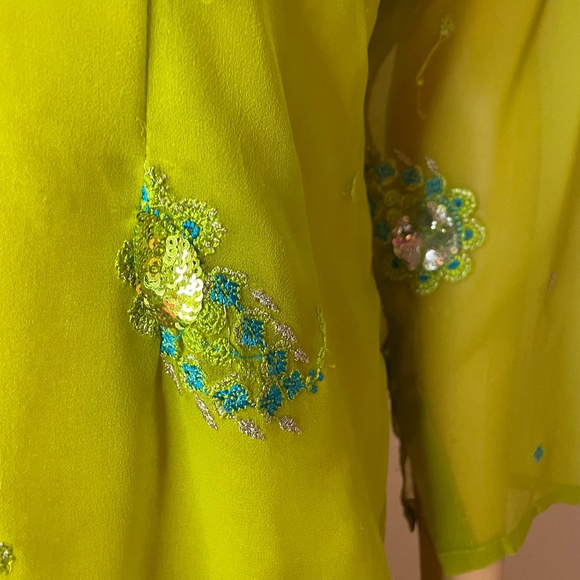 Handmade eastern lime green sheer vintage tunic! - Picture 5 of 13
